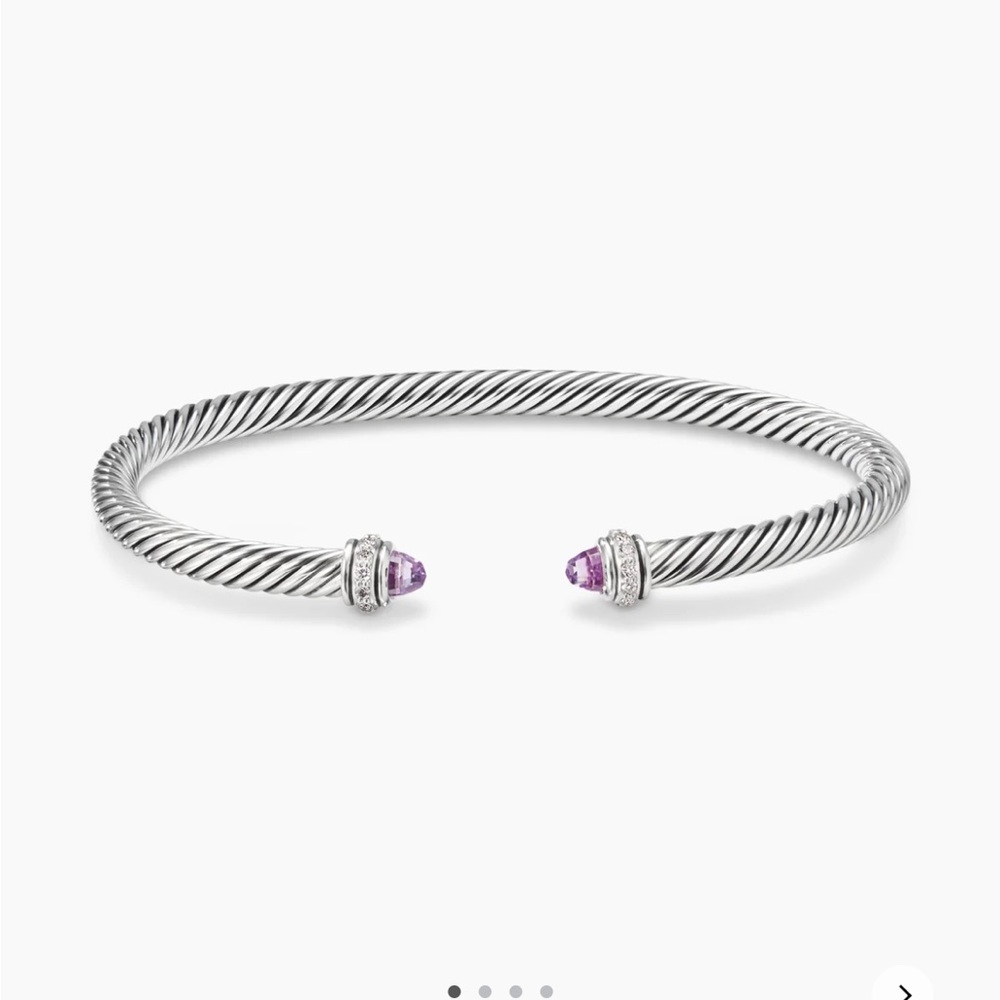 David Yurman Classic Cable Bracelet with Amethyst and Diamonds (Size M)